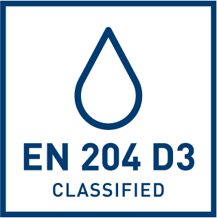 EN 204 D3 ūdensizturības klasifikācija